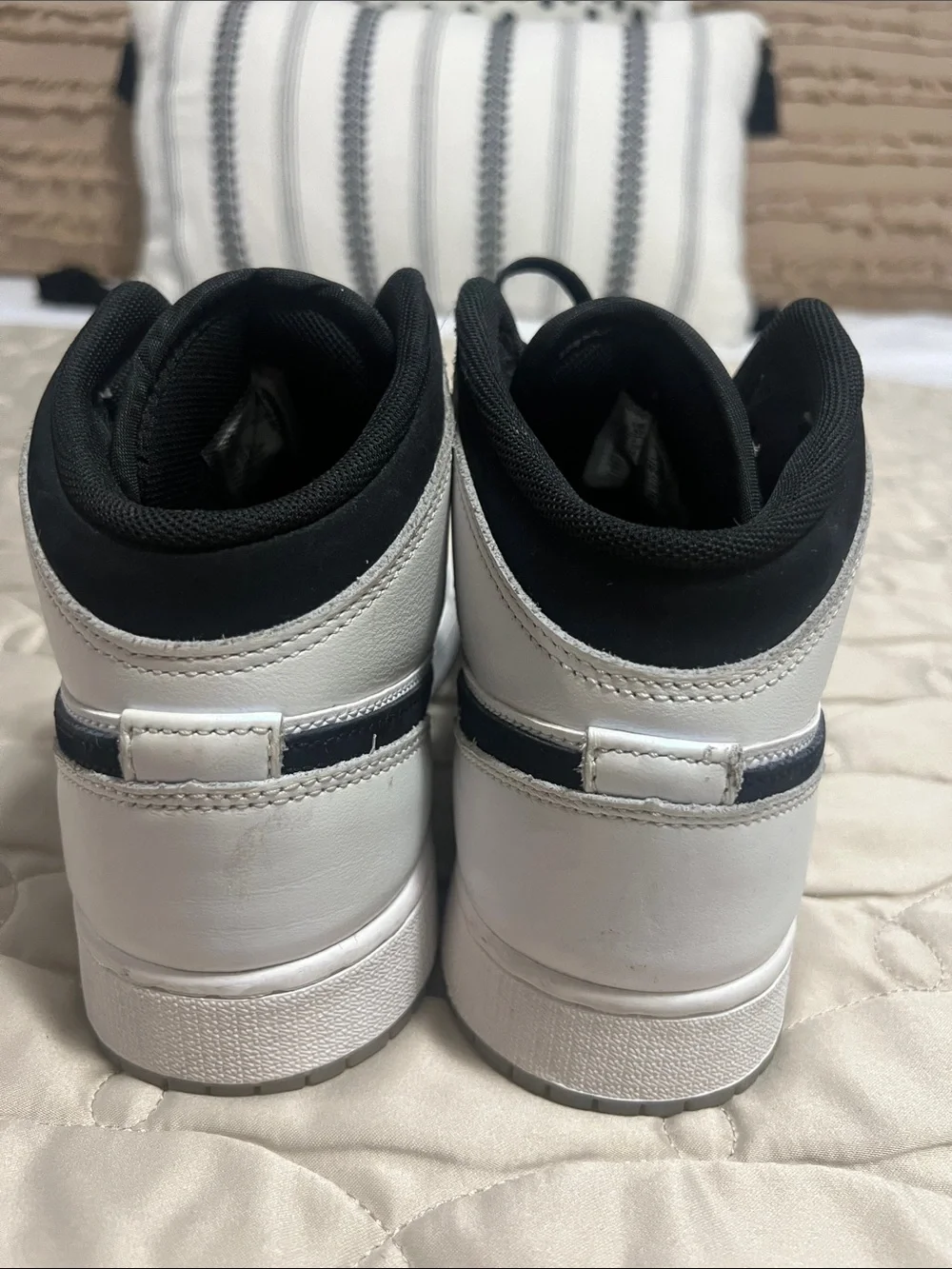 Nike Black and White Mid-Top Sneakers Air Jordan’s 1